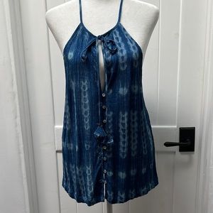Lovestich Blue Boho Cami Tank Top